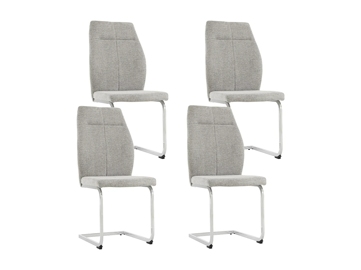 Lot de 4 Chaises cantilever en lin - Pièds en tube d'acier - Sans accoudoirs - Gris