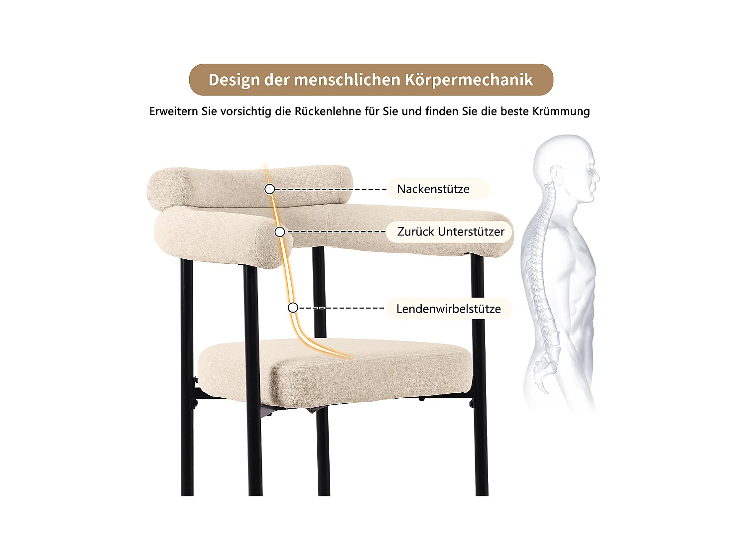 Set van 2 fluwelen eetkamerstoelen - Metalen poten - Met armleuningen - Beige