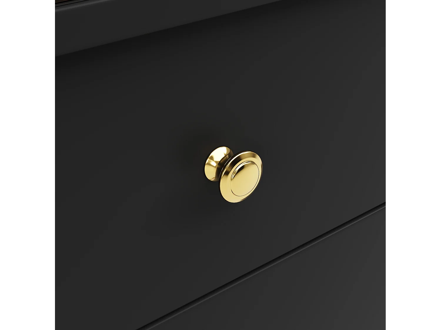 Dressoir, keukenkast met 4 deuren en 3 laden - 120 x 33 x 95 cm - MDF hout en deuren van gerookt glas - Zwart