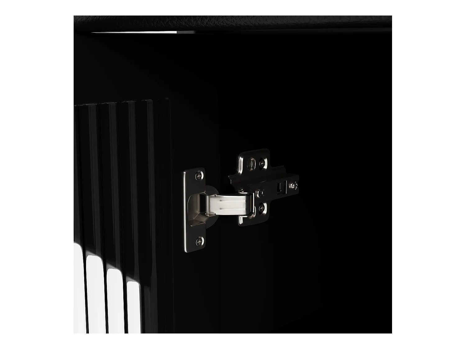 Credenza, mobile da cucina con 2 ante, 1 cassetto e 1 vano aperto - 100 x 40 x 90,5 cm - Legno MDF e vetro - Nero