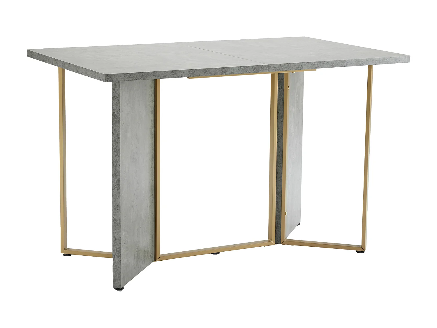 Table à manger rectangulaire 4 à 6 couverts - 119 x 70 x 75 cm - Bois MDF + Metal - Gris et or