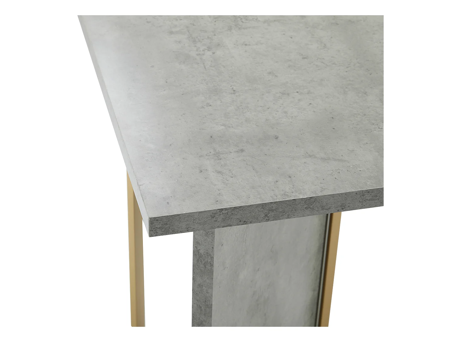 Mesa de comedor rectangular para 4 a 6 cubiertos - 119 x 70 x 75 cm - Madera MDF + metal - Gris y dorado