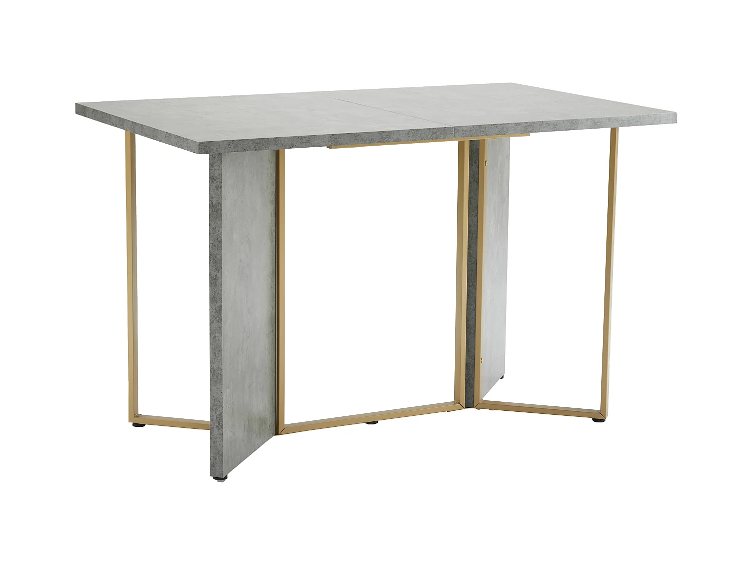 Mesa de comedor rectangular para 4 a 6 cubiertos - 119 x 70 x 75 cm - Madera MDF + metal - Gris y dorado