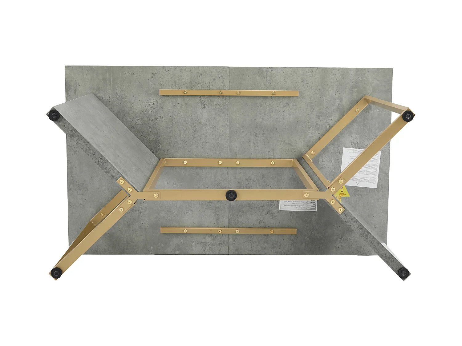 Mesa de comedor rectangular para 4 a 6 cubiertos - 119 x 70 x 75 cm - Madera MDF + metal - Gris y dorado