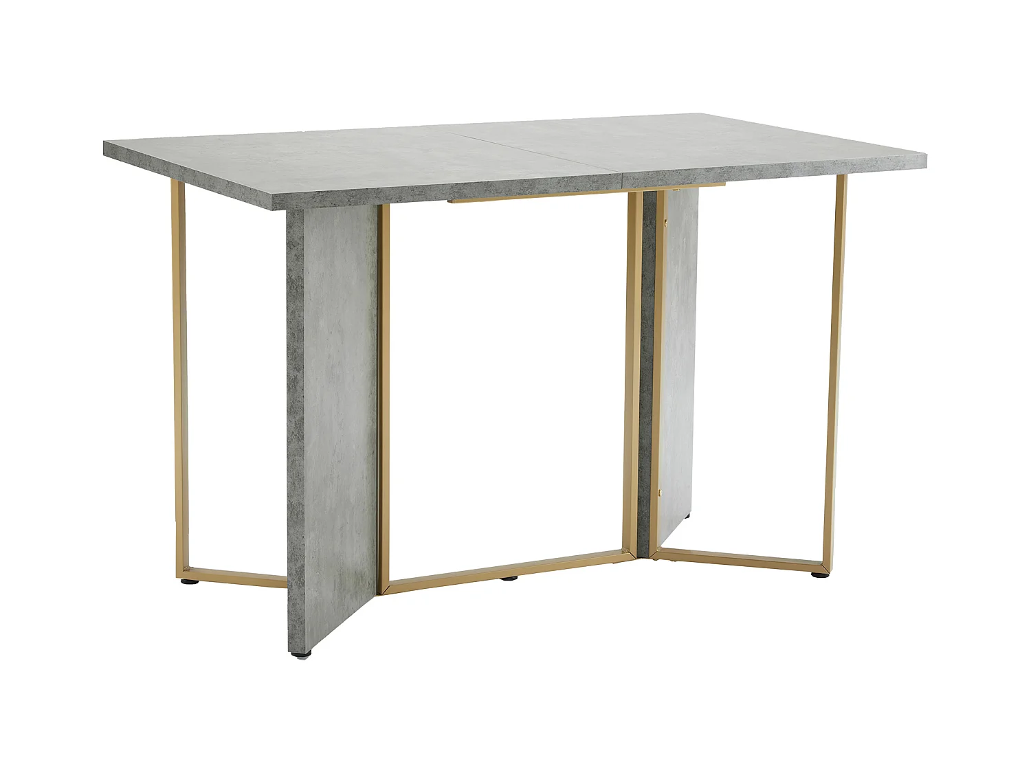 Mesa de comedor rectangular para 4 a 6 cubiertos - 119 x 70 x 75 cm - Madera MDF + metal - Gris y dorado