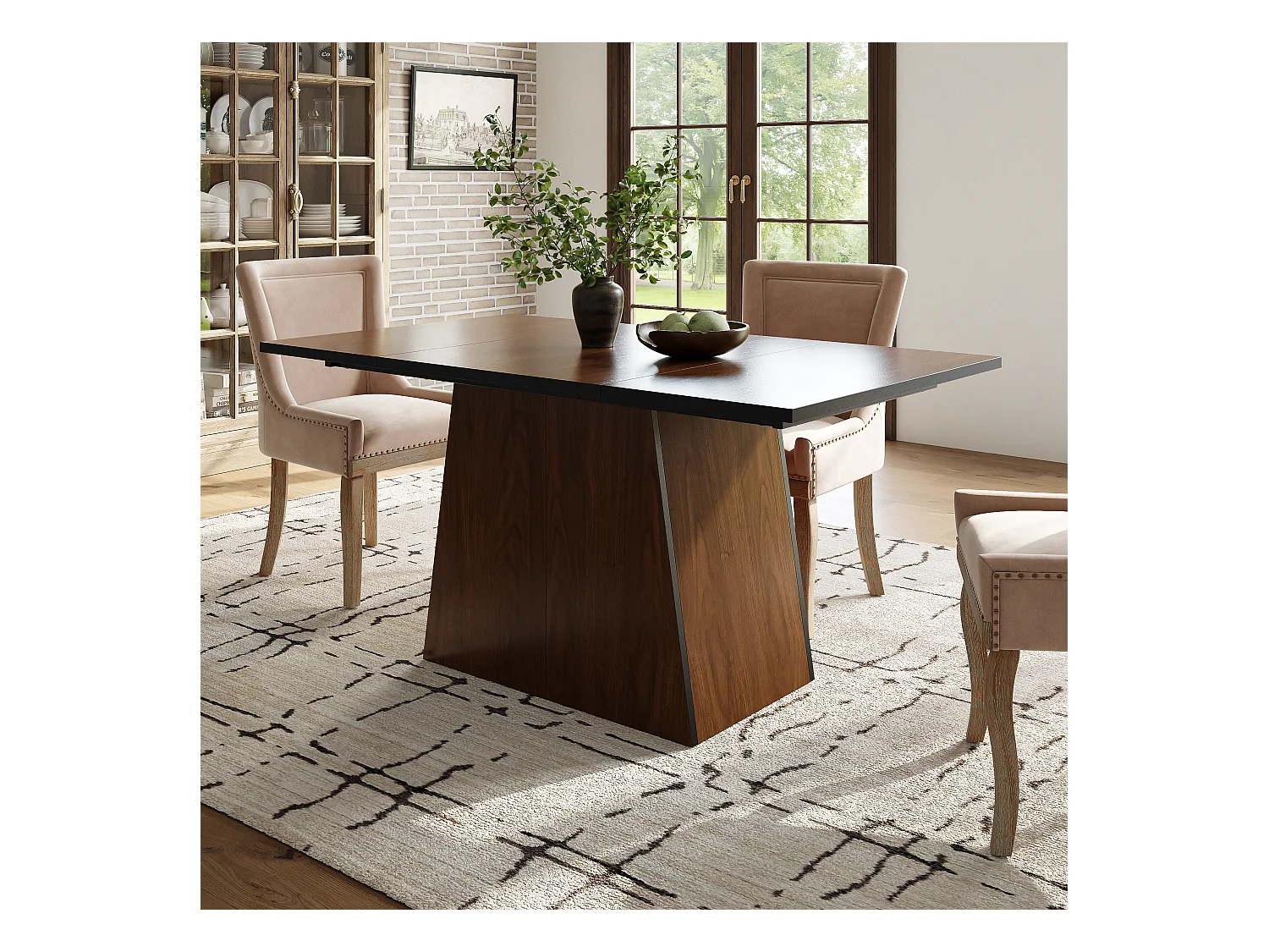 Table à manger rectangulaire 4 à 6 couverts - 138,5 x 80 x 75 cm - Bois MDF - Table de bistro - Marron foncé