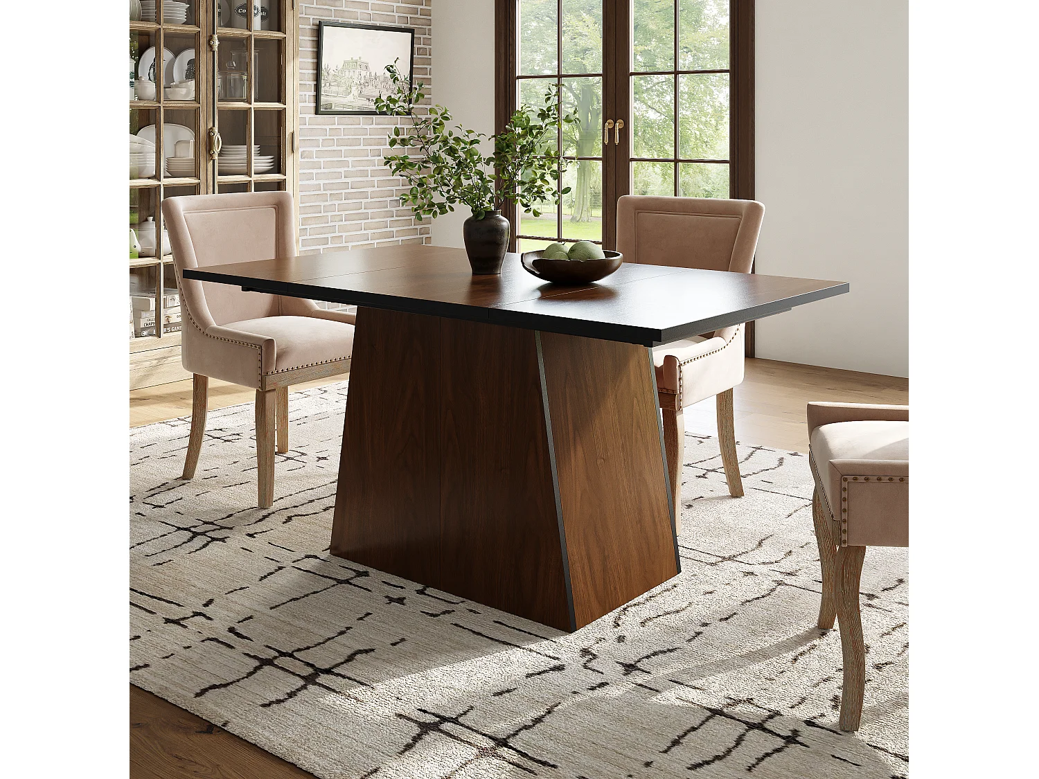 Table à manger rectangulaire 4 à 6 couverts - 138,5 x 80 x 75 cm - Bois MDF - Table de bistro - Marron foncé