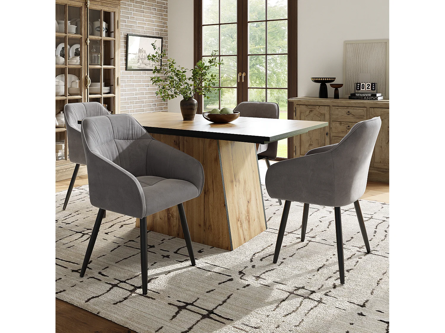 Rechthoekige eettafel voor 4 tot 6 couverts - 138,5 x 80 x 75 cm - MDF hout - Bistrotafel - Lichtbruin