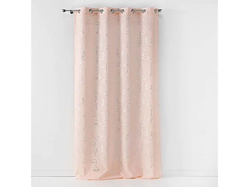 Rideau à Œillets "Arty Line" 140x260cm Rose & Argent