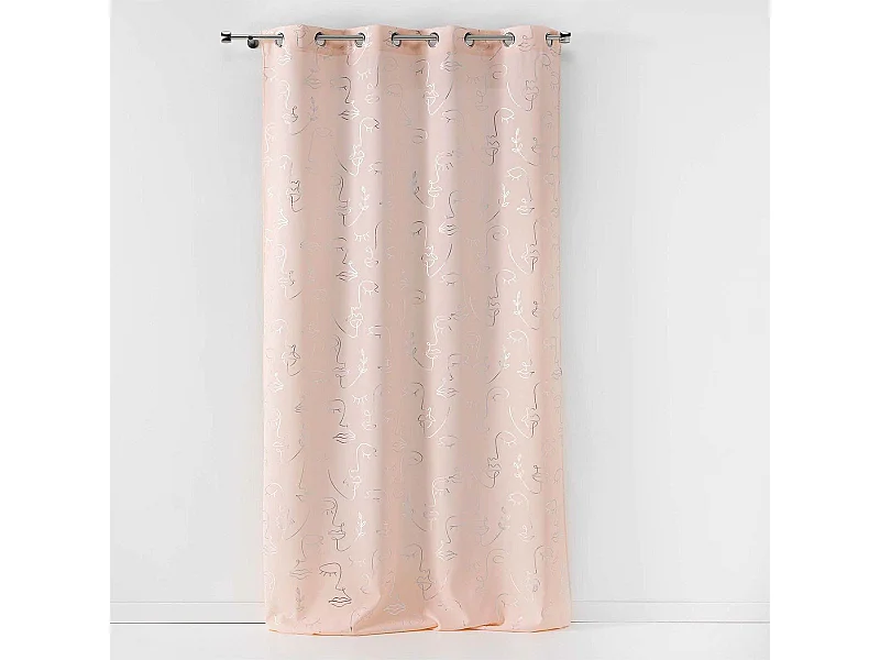 Rideau à Œillets "Arty Line" 140x260cm Rose & Argent