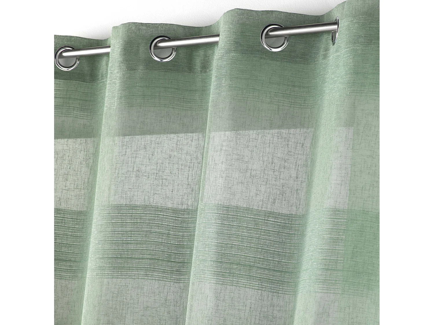 Visillo a rayas con efecto lino tejido en hilos de chenilla