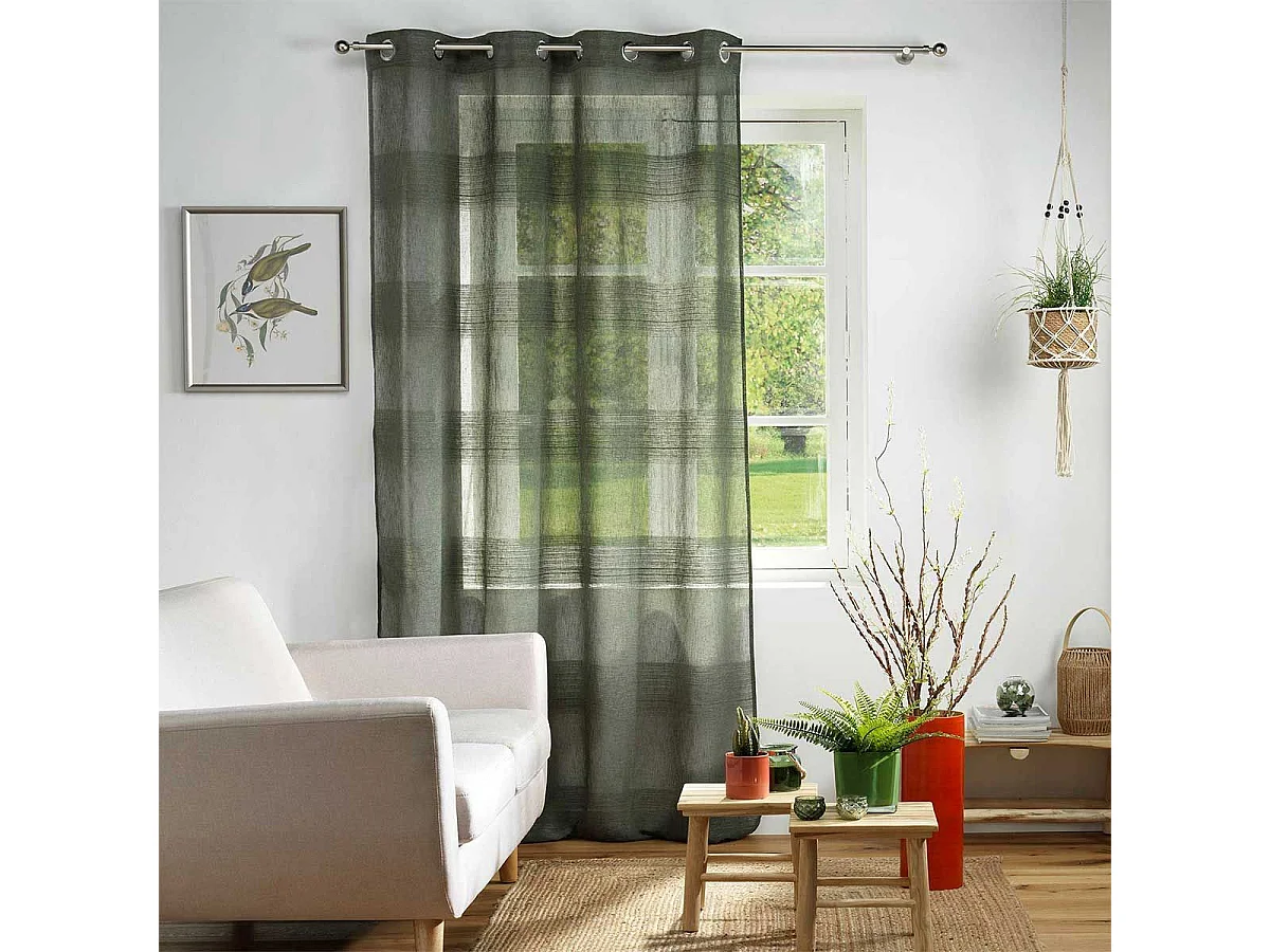 Rideau Voilage à Œillets "Terraza" 140x240cm Kaki