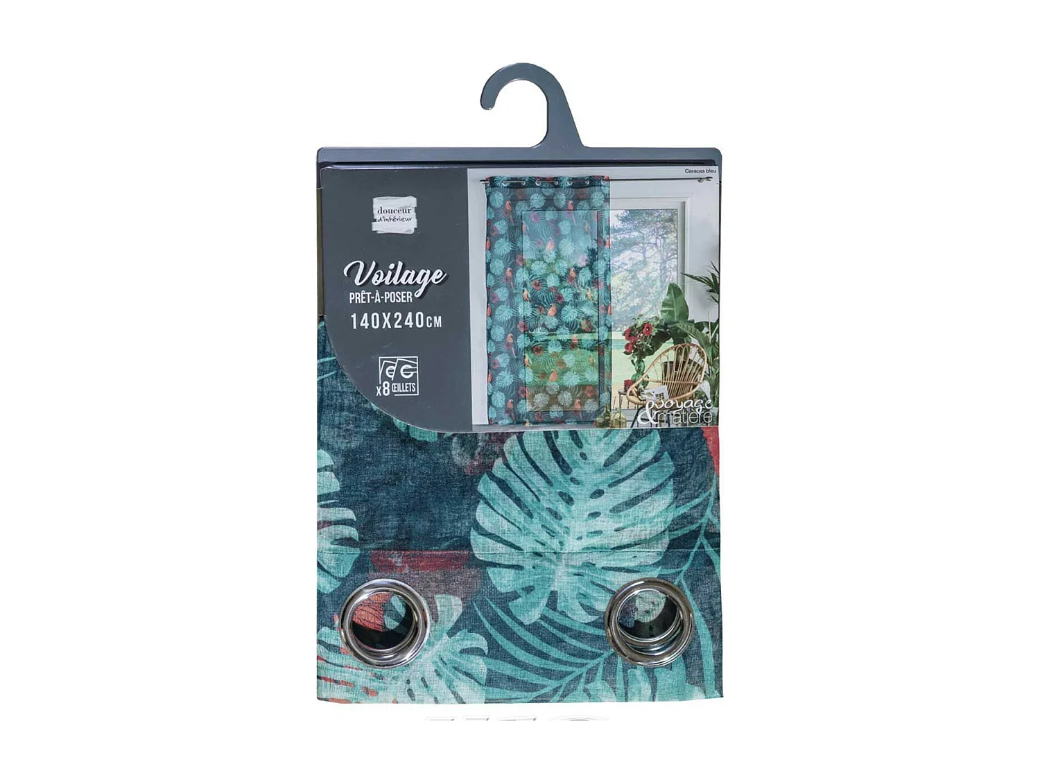 Rideau Voilage à Œillets "Caracas Line" 140x240cm Bleu