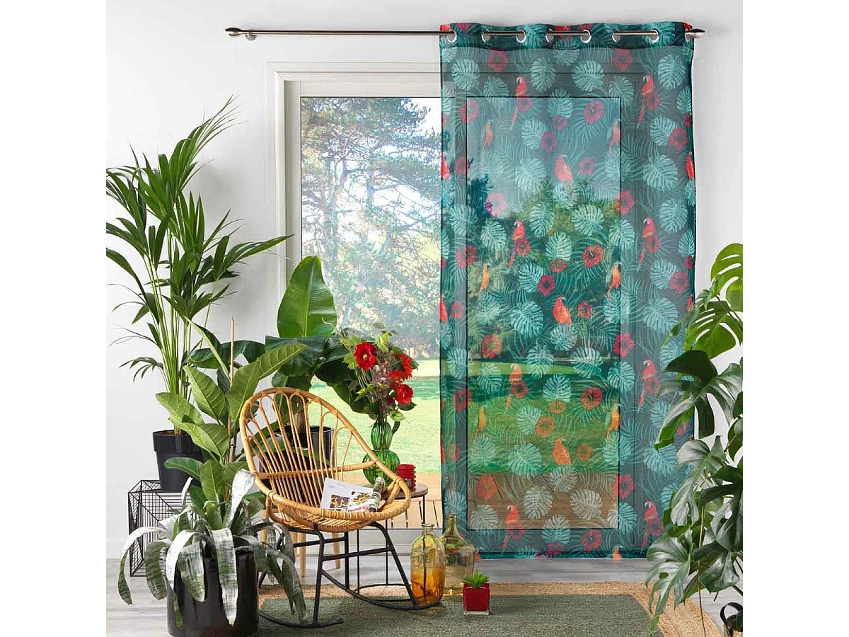 Rideau Voilage à Œillets "Caracas Line" 140x240cm Bleu