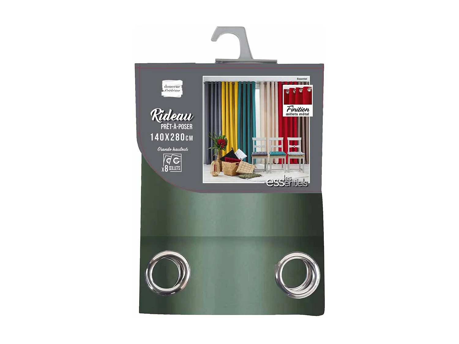 Rideau à Oeillets "Essentiel" 140x260cm Kaki