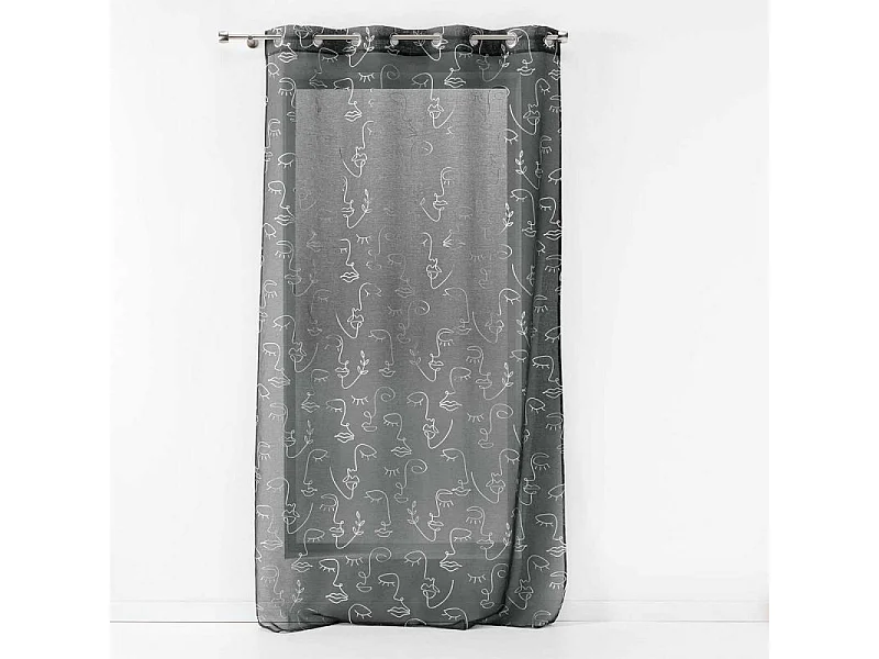 Rideau Voilage à Œillets "Arty Line" 140x240cm Anthracite & Argent