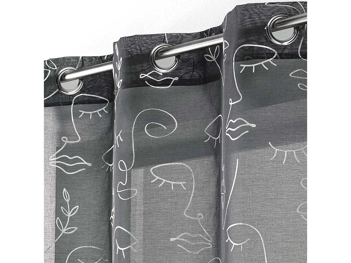 Rideau Voilage à Œillets "Arty Line" 140x240cm Anthracite & Argent
