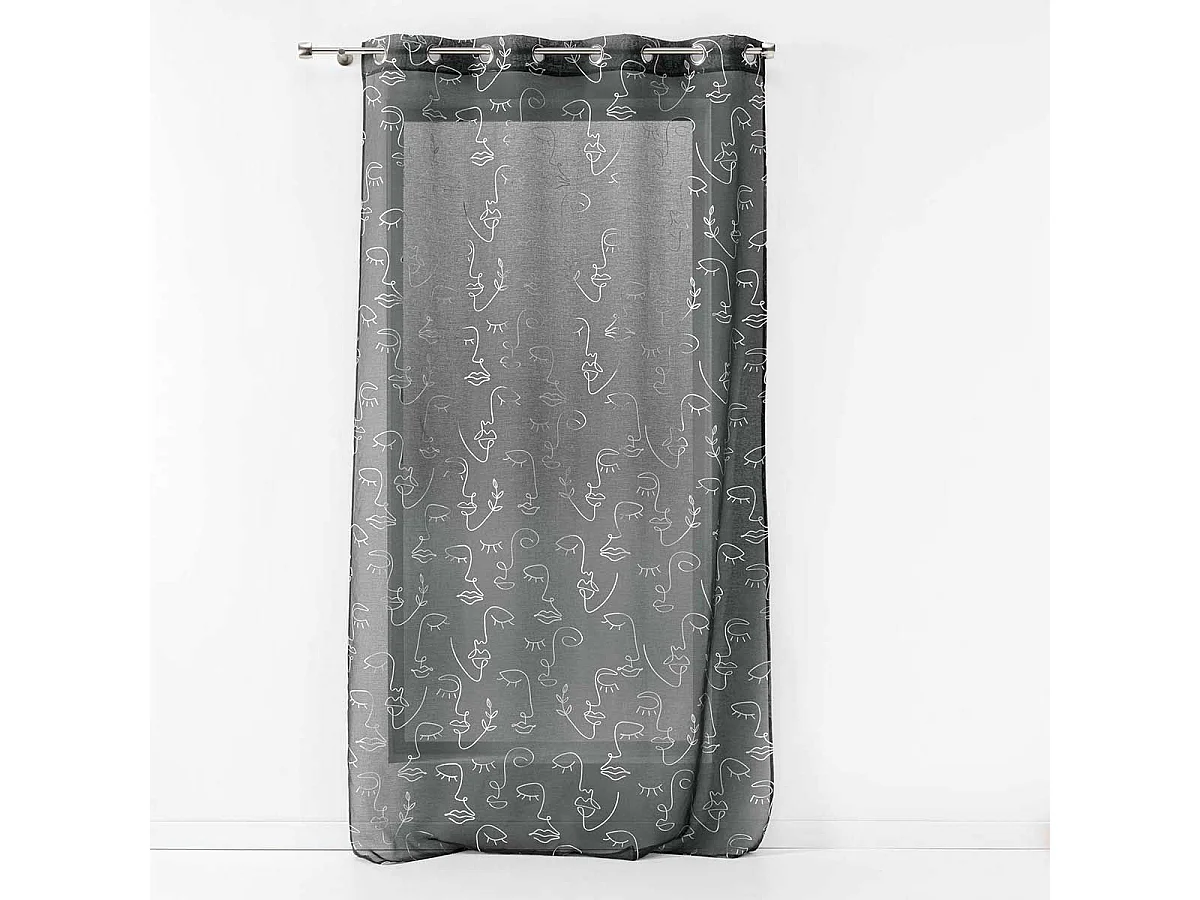 Rideau Voilage à Œillets "Arty Line" 140x240cm Anthracite & Argent