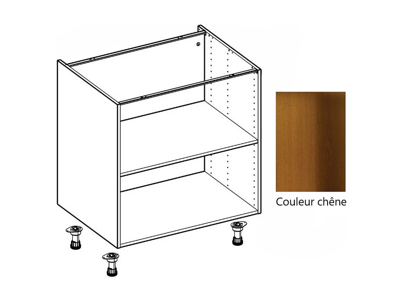 Caisson Cuisine Bas Chene H 700 X L 600 X P 560 (3 Tiroirs) Gd Menuiseries