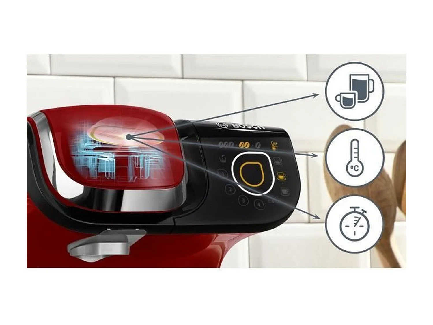 BOSCH - TAS6503 - Machine a cafe TASSIMO multi-boissons - Reservoir deau 1,3L - Arret automatique - Rouge