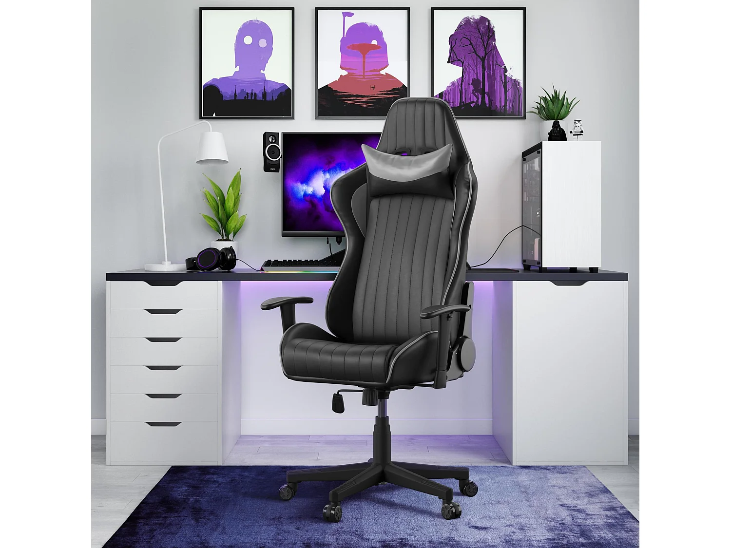 Senna | Chaise de bureau en similicuir noir