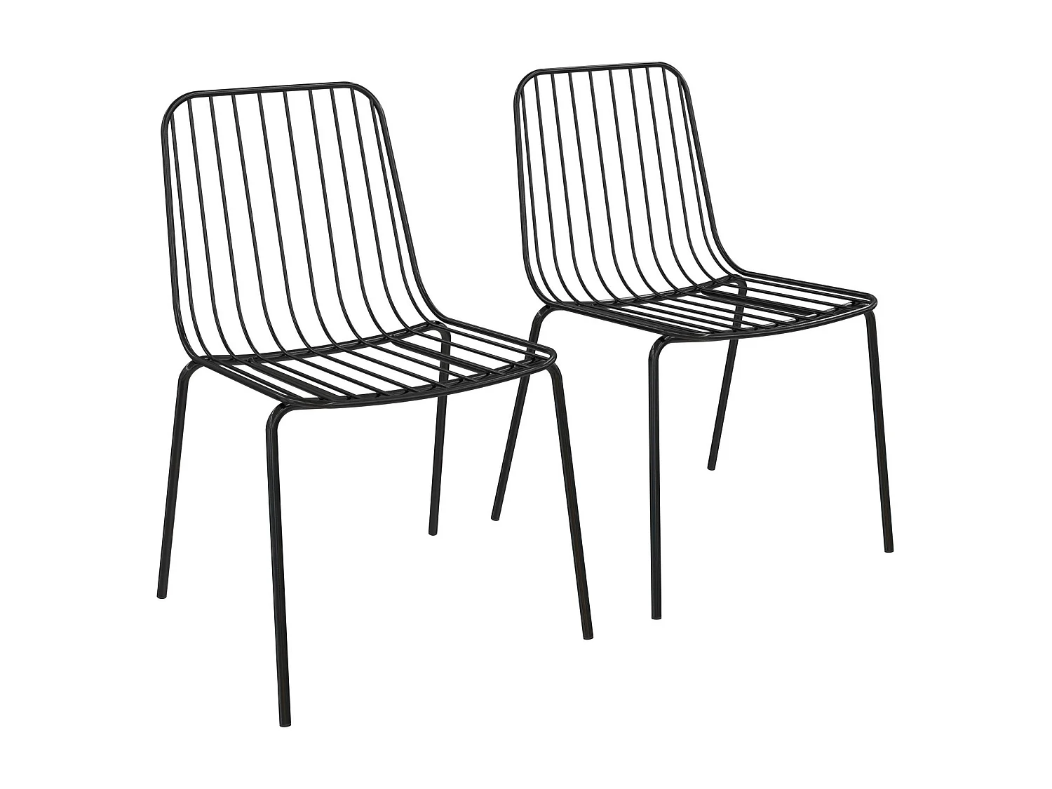 Caden | Chaise de salle à manger en fil métallique 2 packs en noir