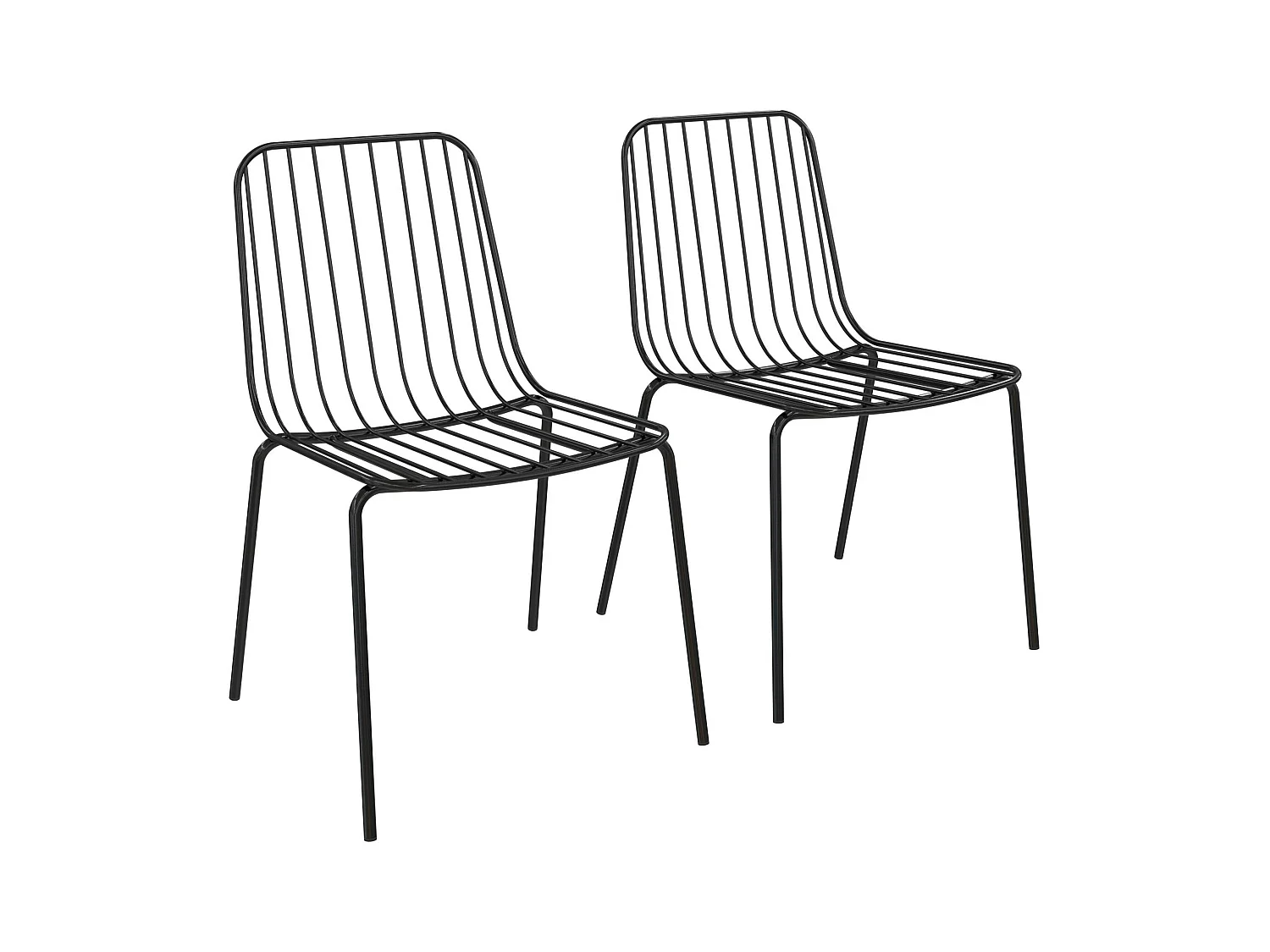 Caden | Chaise de salle à manger en fil métallique 2 packs en noir