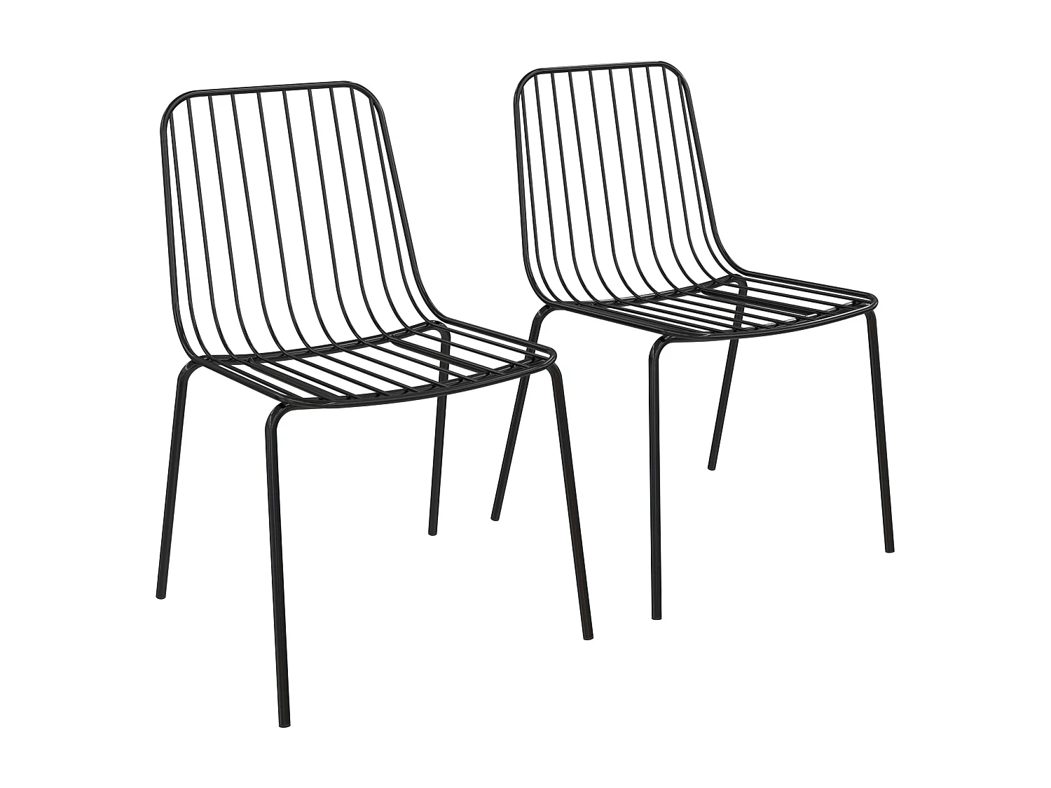 Caden | Chaise de salle à manger en fil métallique 2 packs en noir