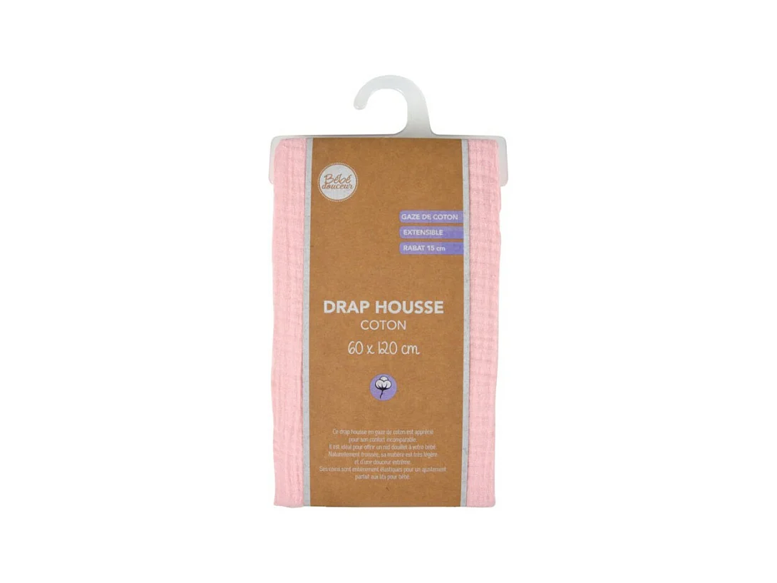 Drap Housse Bébé "Extensible" 60x120cm Rose