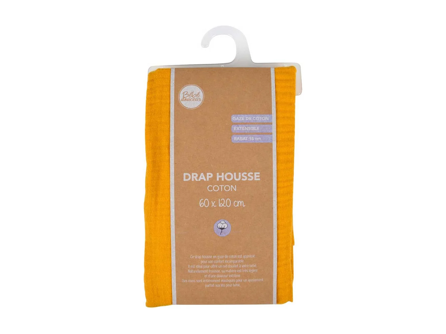 Drap Housse Bébé "Extensible" 60x120cm Moutarde