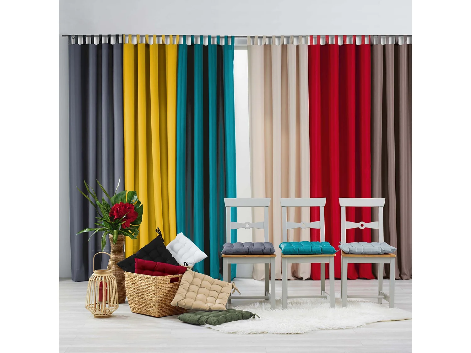 Rideau à Passants "Essentiel" 140x260cm Rose Poudré