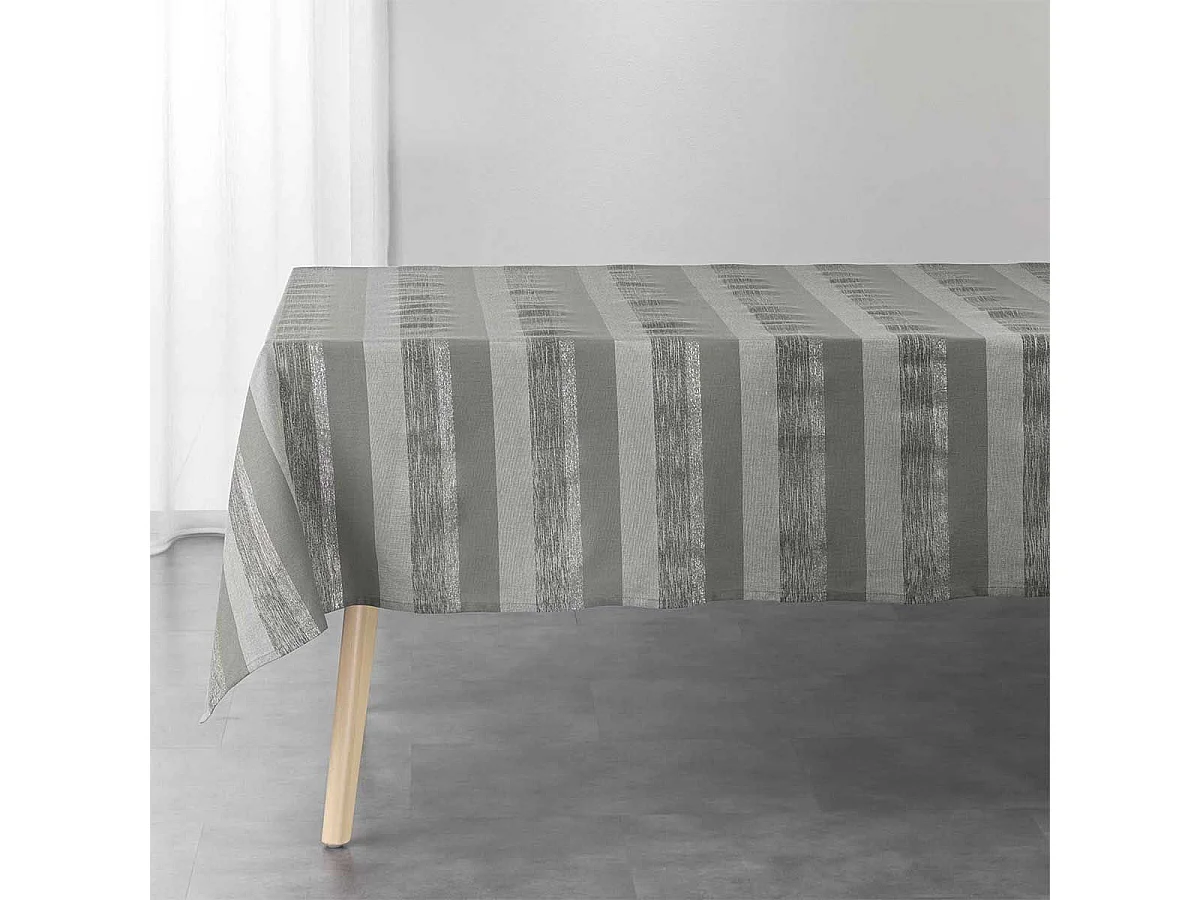 Nappe en Coton Tissée "Eldora" 140x240cm Gris