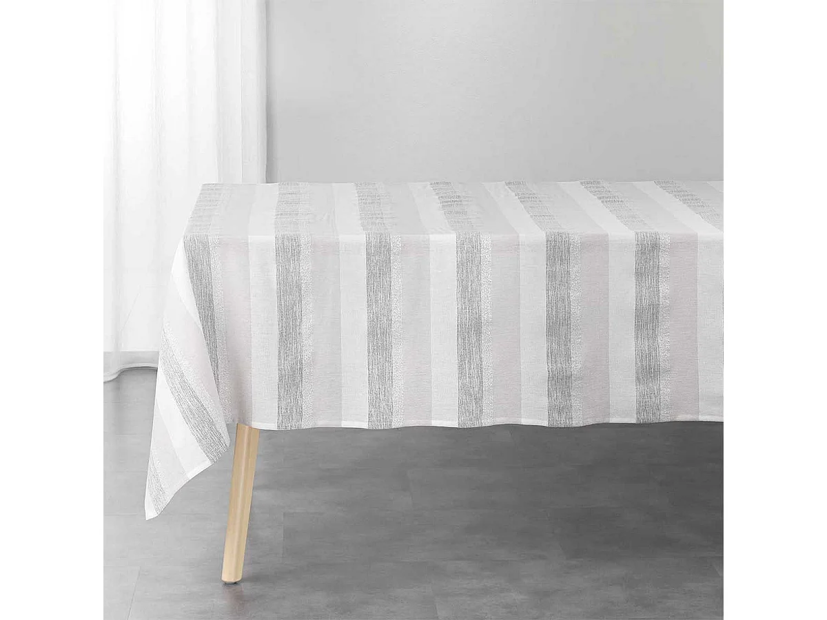 Nappe en Coton Tissée "Eldora" 140x240cm Argent