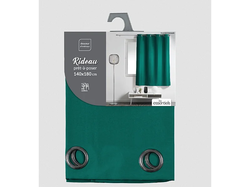 Rideau à Œillets "Essentiel" 140x180cm Émeraude