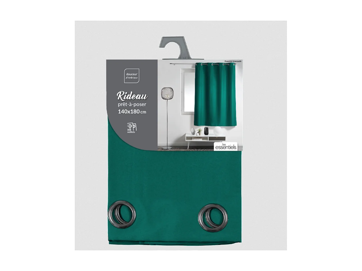 Rideau à Œillets "Essentiel" 140x180cm Émeraude