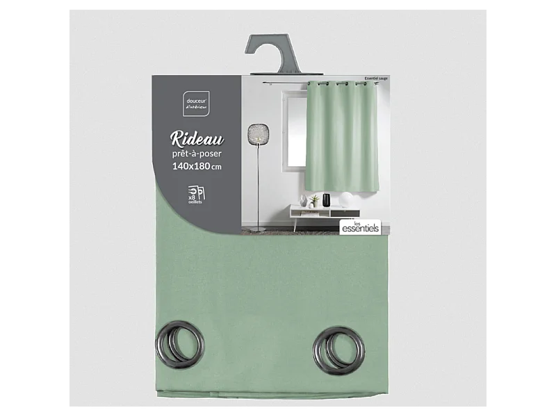 Rideau à Œillets "Essentiel" 140x180cm Sauge