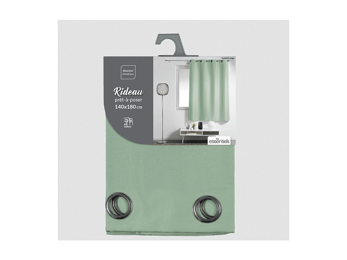 Rideau à Œillets "Essentiel" 140x180cm Sauge