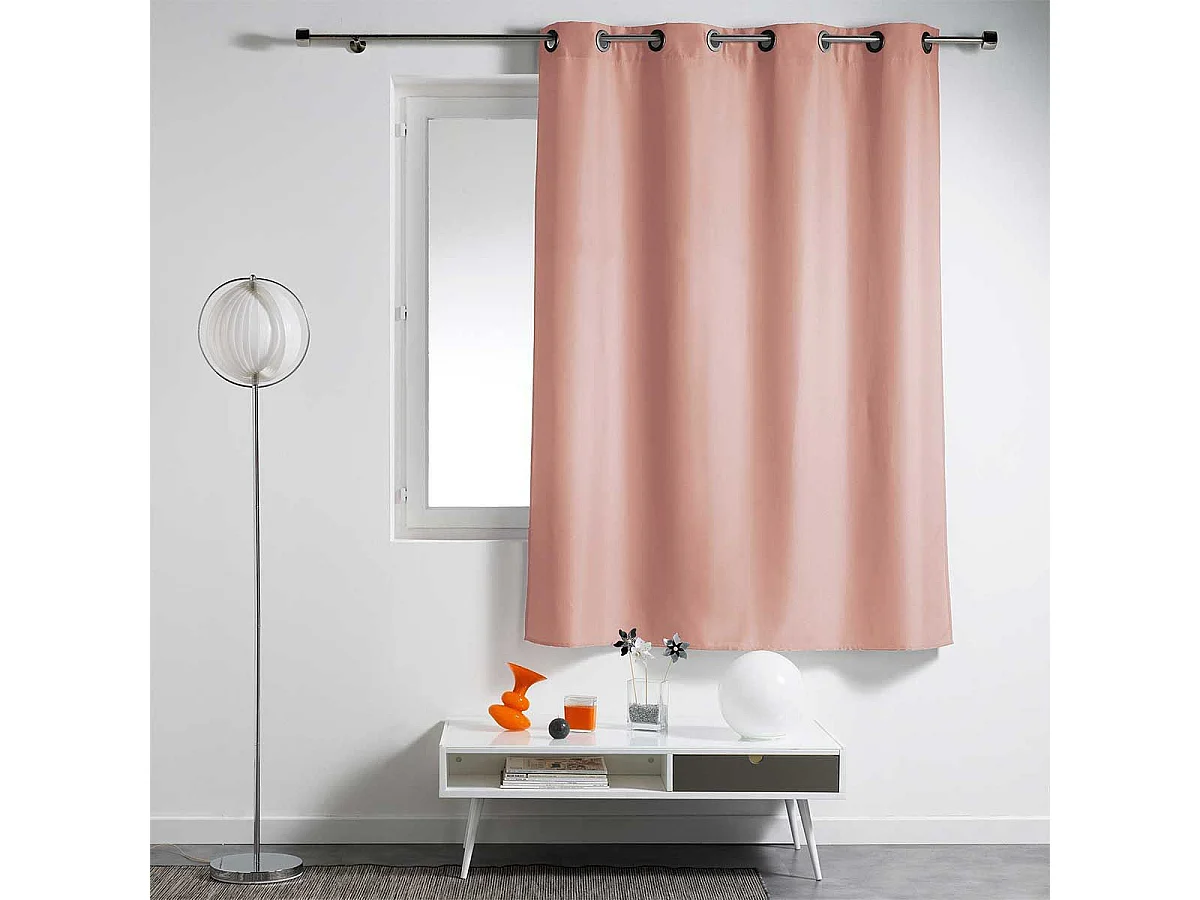 Rideau à Œillets "Essentiel" 140x180cm Rose Poudré