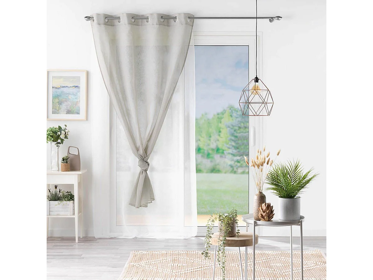 Rideau Voilage à Œillets "Duetto" 140x240cm Gris & Blanc