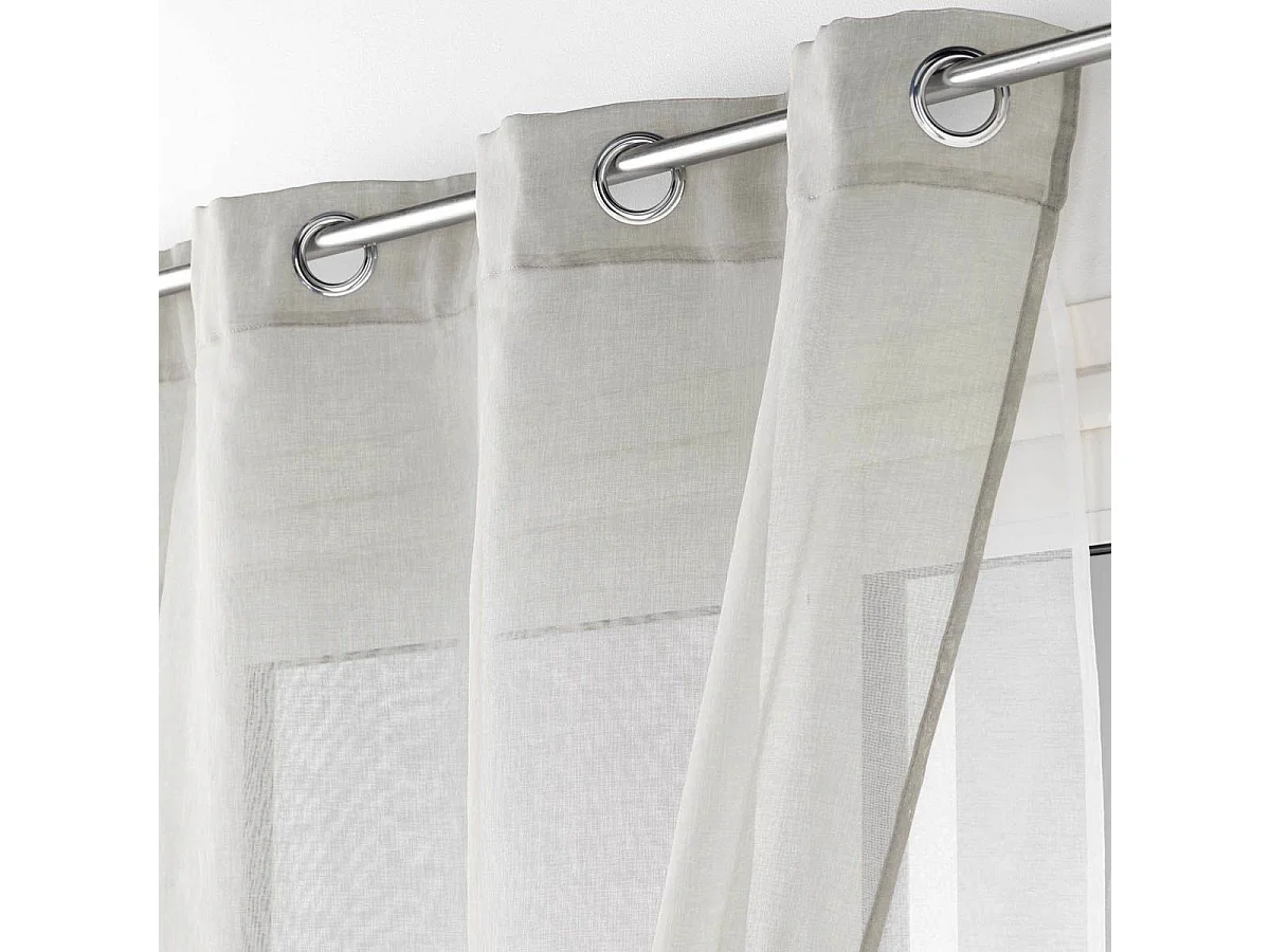 Rideau Voilage à Œillets "Duetto" 140x240cm Gris & Blanc