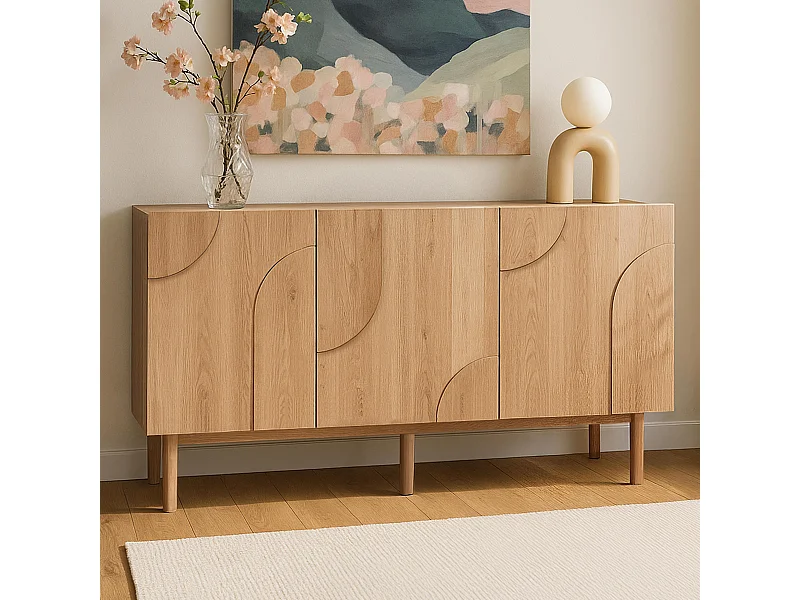 3-deurs melamine dressoir 160 cm houteffect