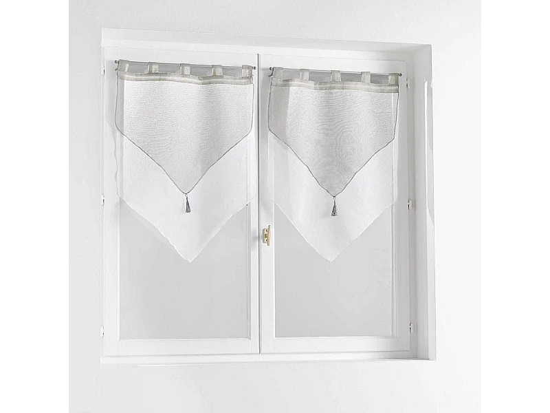 Paire de Voilages "Duetto" 60x120cm Gris & Blanc