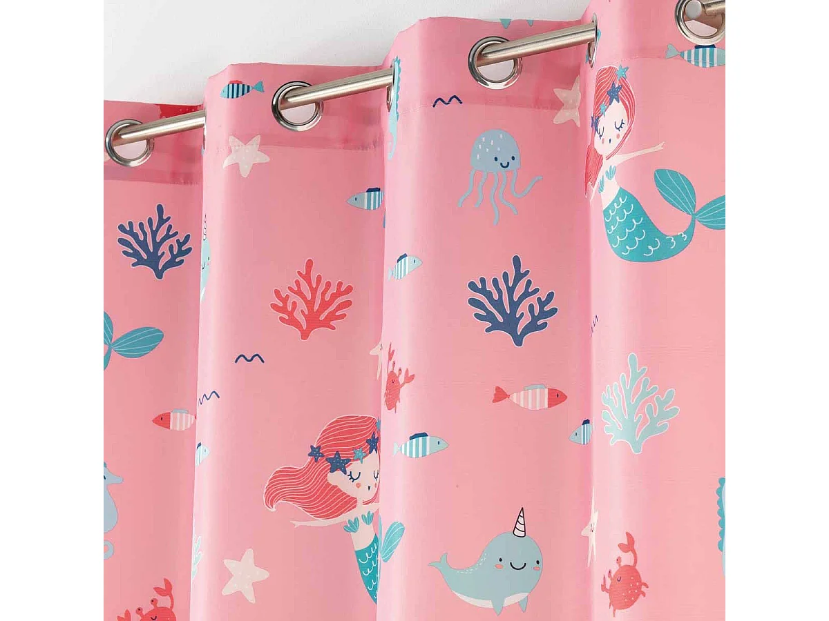 Rideau à Œillets "Petite Sirena" 140x260cm Rose