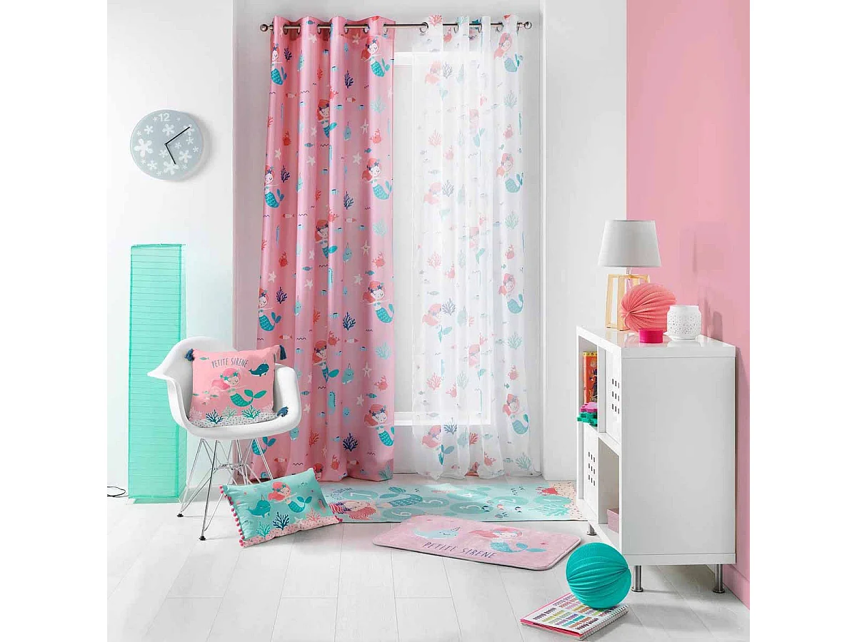 Rideau à Œillets "Petite Sirena" 140x260cm Rose