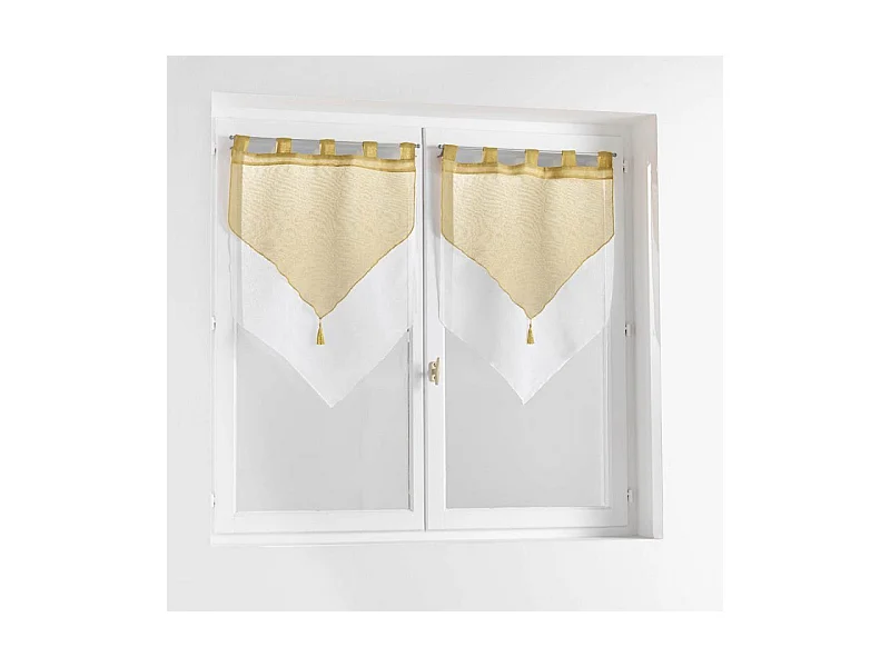 Paire de Voilages "Duetto" 60x160cm Miel & Blanc