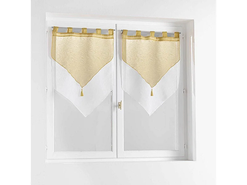 Paire de Voilages "Duetto" 60x160cm Miel & Blanc