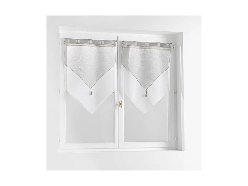 Paire de Voilages "Duetto" 60x160cm Gris & Blanc