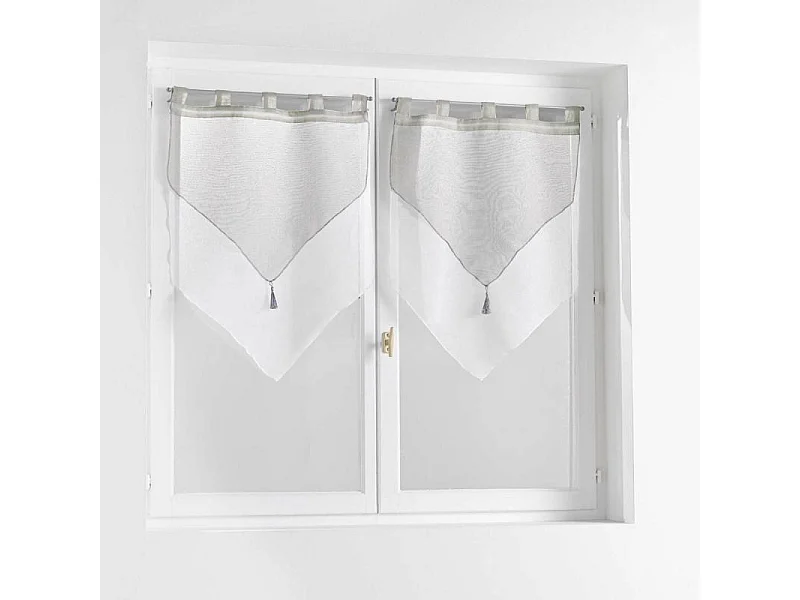Paire de Voilages "Duetto" 60x160cm Gris & Blanc