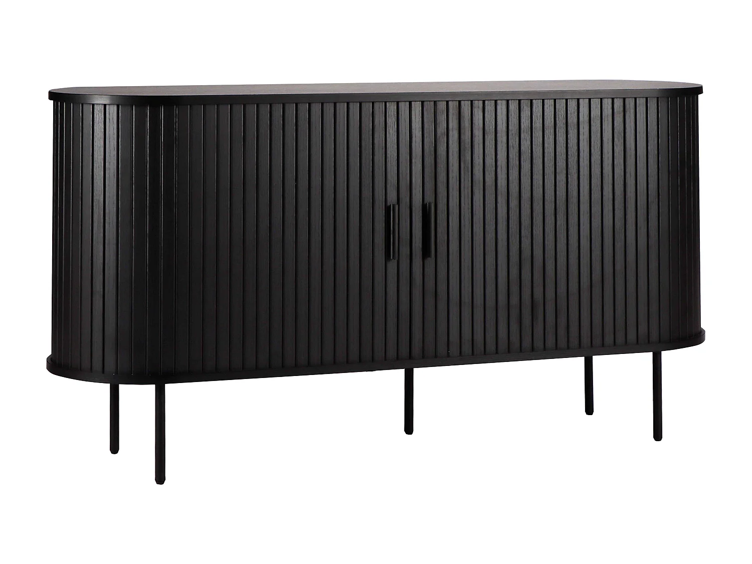 Buffet 2 portes en mélaminé et acier 140 cm noir