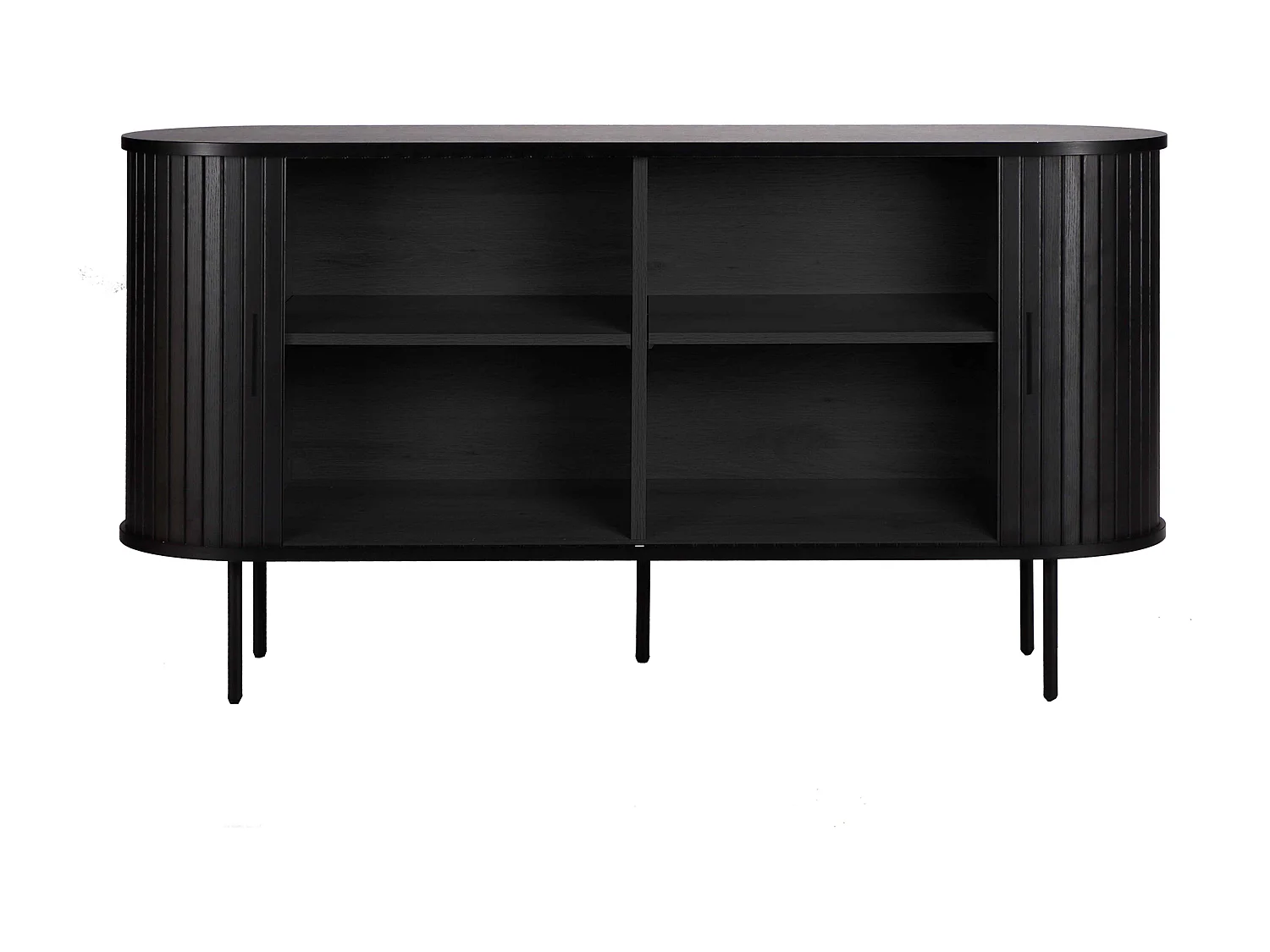 Buffet 2 portes en mélaminé et acier 140 cm noir